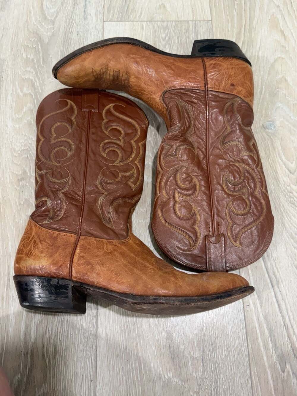 Nocona Vintage Western Cowboy Boots Brown Leather Made USA Women’s 12 B